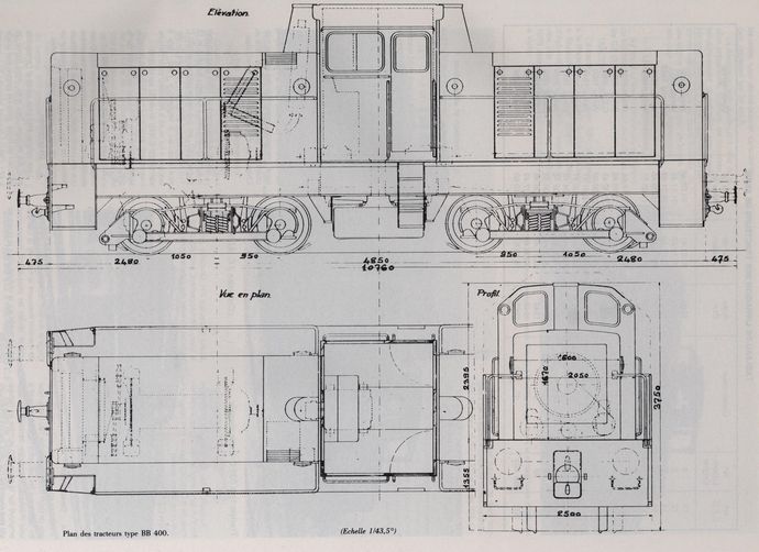 Drawing of tractors type BB 400. (Scale 1/43,5°) Drawing of tractors type BB 400. (Scale 1/43,5°)