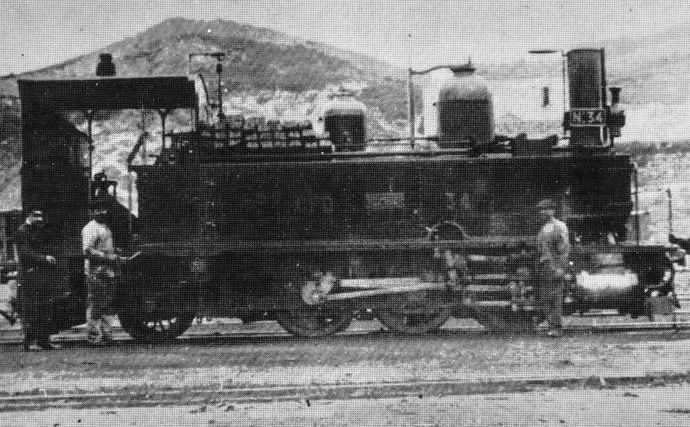 Locomotive 031 type Corse n° 34, elevation view at the Corte depot Locomotive 031 type Corse n° 34, elevation view at the Corte depot